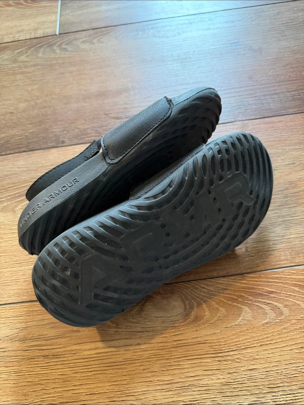 Under Armour Kids Black Slide Sandals with Logo Back Strap